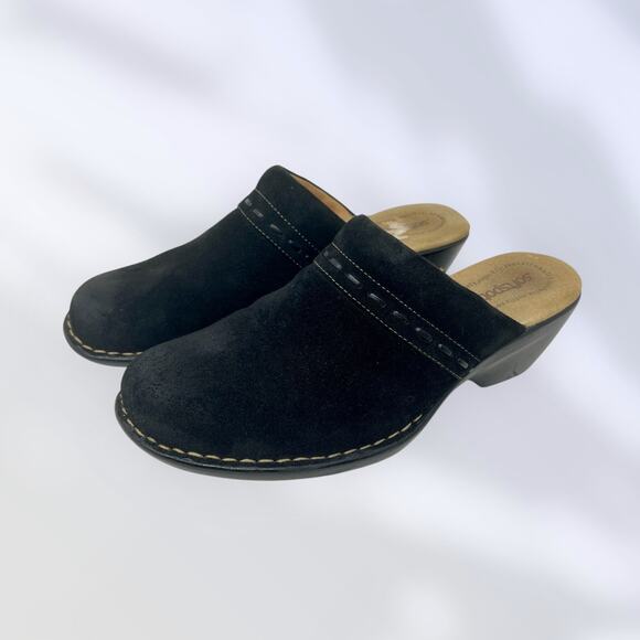 Softspots Mule Clogs Black Suede Comfort Shoes Womens 9 Wide 00.1=I.10.9 - Picture 3 of 10